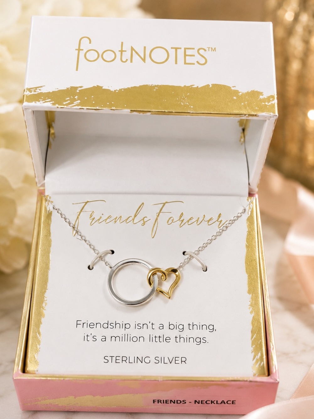 NWT Footnotes Sterling Silver Friends Forever Heart Necklace